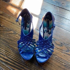 Strappy Blue Wedges